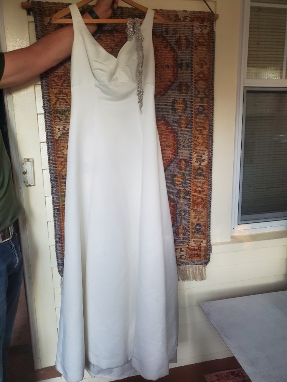 Elegant Forever Yours White Beaded Wedding Dress- Size 8